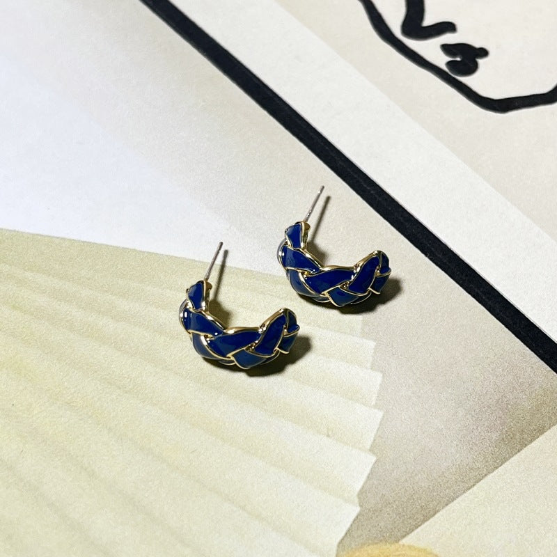 Wholesale Check Paint Type C Alloy Ear Studs